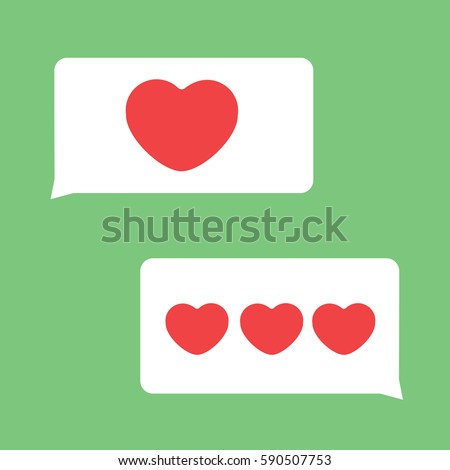 Two are connected between them with hearts in the modern chat. valentine day & Virtual Love vector illustration