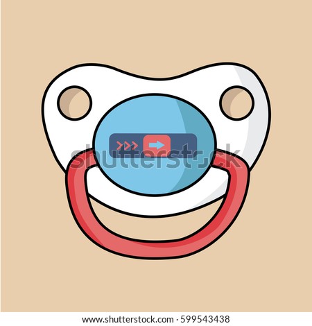 cute sweet modern pacifier illustration vector clean with black outline or line for little tiny female girl or male boy. for new born child or kid with open slider button Against Crying. funny method.