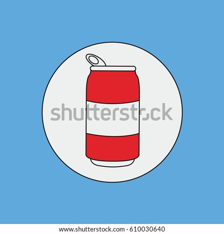 modern clean simple single one flat design style red opened cold cola can drinks icon or symbol illustration for summer in a rounded circle like a website button