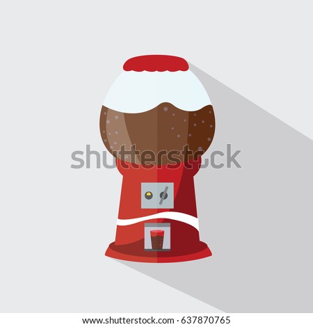 flat design style cartoon isolated modern gumball machine with a vector cool simple cola soft drink & clean bubbles with cup of cola for the office. addicted to Coke print or poster