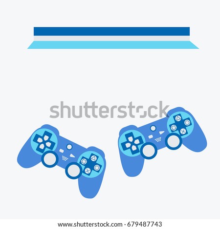flat design Gaming concept & creative. Computer game competition vector. one simple modern clean black remote joystick & buttons forms for geek gamers on yellow background for play