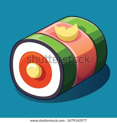 Sushi roll 3d cartoon vector icon