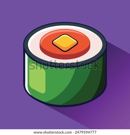 Sushi roll 3d cartoon vector icon
