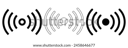 Radio towers, masts thin line icons set isolated on white. Satellite antenna, dish outline pictograms collection. Telecommunications, broadcasting structures vector elements for infographic, eps10.