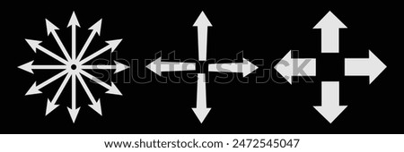 Arrows inward outward. Pointer arrow icon. Line emblem. Navigation pointer. Vector illustration. Inward arrow vector .