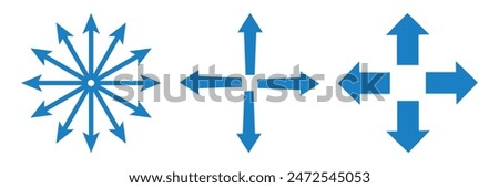 Arrows inward outward. Pointer arrow icon. Line emblem. Navigation pointer. Vector illustration. Inward arrow vector .