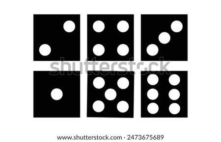 Game dice. Set of game dice, isolated on white background. Dice in a flat and linear design from one to six. Vector illustration. Eps10. Gaming dice set.