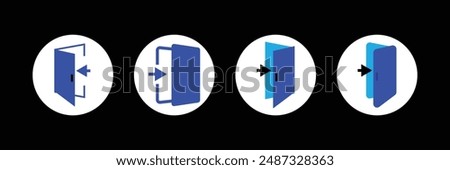 Log out icon. Arrow Login-Logout icon. Enter symbol, log in icon button. Arrow and door icon entry symbols in filled, thin line, outline and stroke style for apps and website. Eps 10.