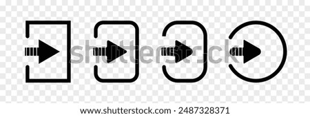 Log out icon. Arrow Login-Logout icon. Enter symbol, log in icon button. Arrow and door icon entry symbols in filled, thin line, outline and stroke style for apps and website. Eps 10.