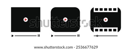 Video icon. Video player or web player simple icons set designed in filled, outline, line and stroke style. Eps 10.