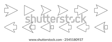 Set of line arrow icon. Simple black line Right and Left arrow icon set on white background. Vector illustration. 