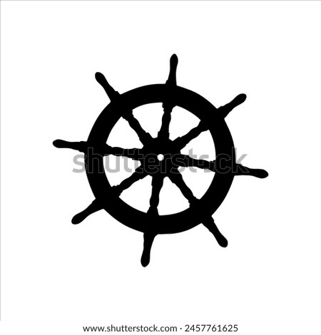 Ship wheel silhouette isolated on white background. Ship helm icon vector illustration.