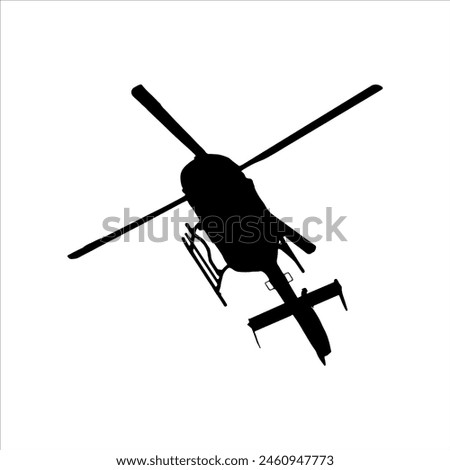 Bottom view helicopter silhouette isolated on white background. Helicopter icon vector illustration design.