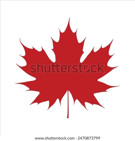 Red maple leaf silhouette isolated on white background. Maple leaf icon vector illustration design.