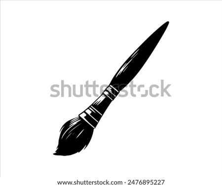 Small paint brush silhouette isolated on white background. Paint brush icon vector illustration design.