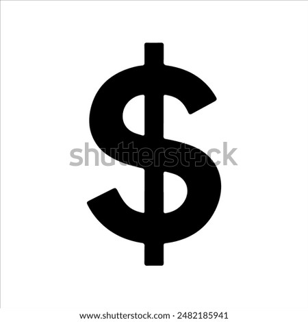 Black dollar sign vector silhouette isolated on white background. Dollar sign icon illustration design.