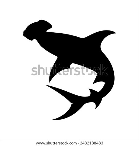 Black hammerhead shark silhouette isolated on white background. Hammerhead shark icon vector illustration design.