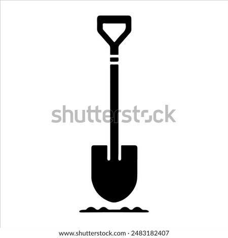 Shovel with soil silhouette on white background. Shovel icon flat vector illustration design.