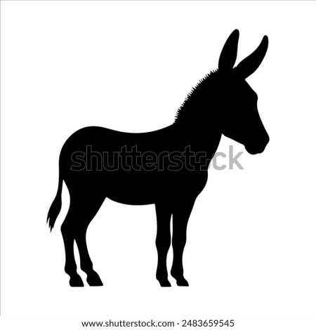 Donkey silhouette on white background. Donkey icon flat vector illustration design.