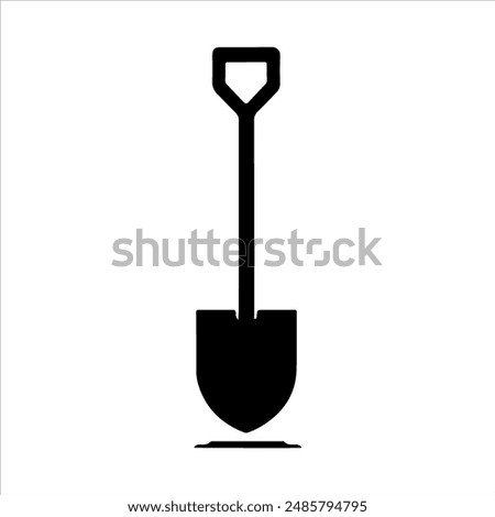 Garden shovel dirt vector silhouette on white background. Shovel icon sign illustration design.