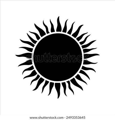 Black sun silhouette on white background. Sun icon vector sign illustration design.