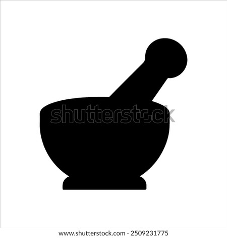 Black mortar and pestle silhouette vector illustration design on white background.