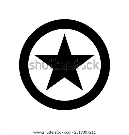 Black star with circle icon silhouette vector illustration design on white background.