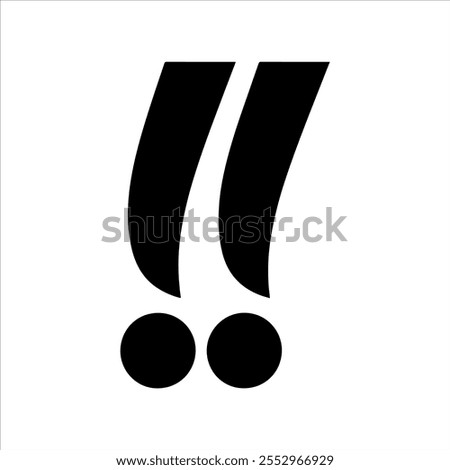 Two exclamation point flat icon. Exclamation point silhouette vector illustration design on white background.