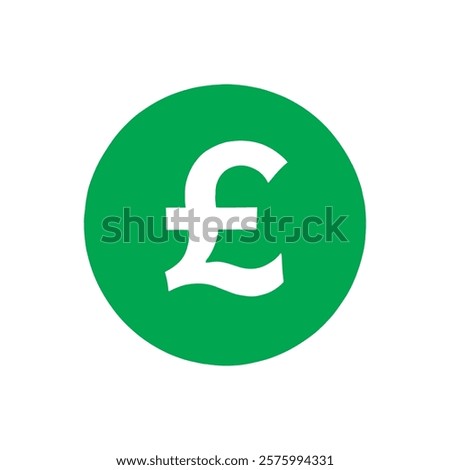 Green round shape with uk pound currency sign icon vector illustration design on white background.