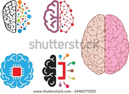 Digital brains icons set. Artificial Intelligence icons set. Brain, creativity, novel idea, mind or intelligence icon in editable vector. Easy to change color or manipulate for poster or flyer ideas.