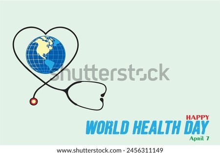 World Health Day Design Template for poster, banner or flyer. Editable vector Illustration of globe in stethoscope. Copy space, blank to add text for media and web. eps 10
