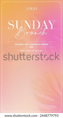 Sunday Brunch Summer Tropical Buffet Restaurant Banner Digital Poster Rollup TV Screen Mobile Screen Background Template 1280x720 1080x1920 16:9