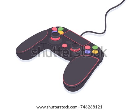 Video game controller. Isometric gamepad vector illustration