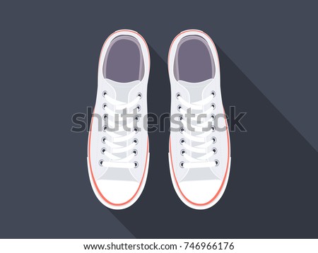 White sneakers. Sport shoes. Shoes for running. Vector illustration