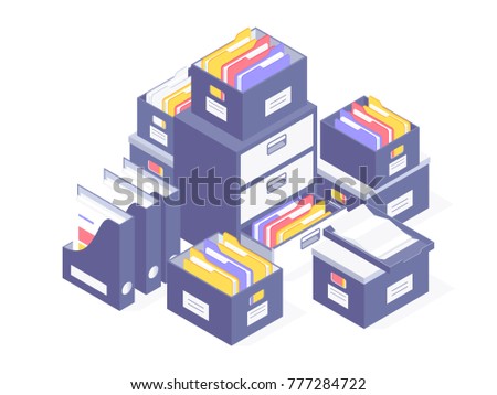Office paperwork. Office paper document and file folders. Vector illustration