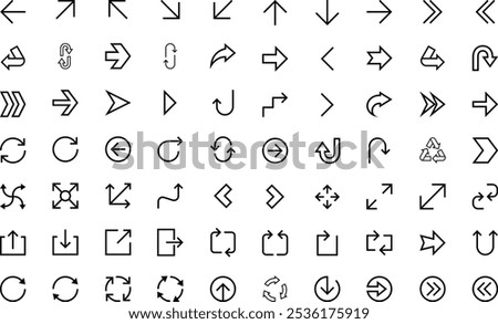 Arrow Icon Set Direction Navigation Vector Outline Icons