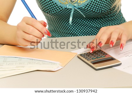 Business woman working with tax documents