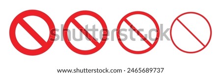 Red ban icon symbol set. Editable vectors stop prohibitions red icon. No sign, empty no symbol. Red ban icons symbol set. Stop symbol. Vector illustration.