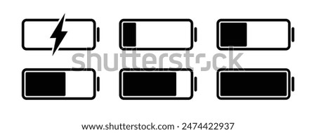 Battery charge indicator icon. White background. Vector illustration. Battery charge full power energy level.