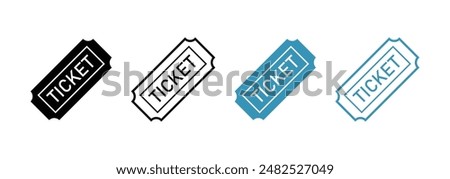 Ticket icon set. Movie cinema tickets line icon. Concert pass sign. Vip coupon or voucher icon. Blank Template Tickets. Tickets or Coupons symbol.