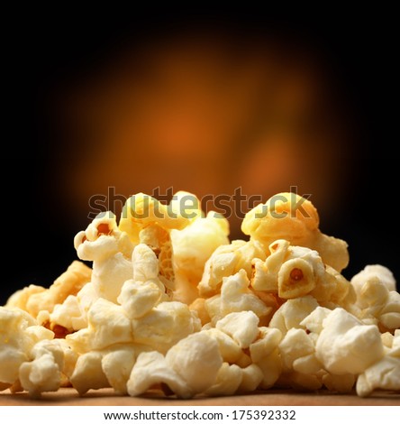 Popcorn heap on black background