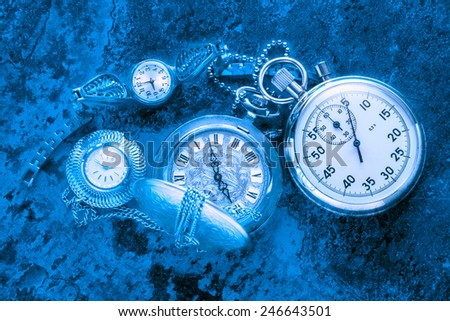 Pocket vintage watch and stopwatch in toning