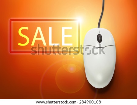 Computer mouse with click button in closeup