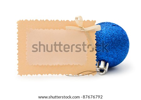 New-Year tree decoration and card isolated on white