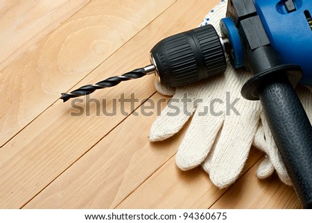 Similar – Image, Stock Photo Drill and rag on workbench in garage