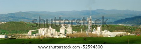 panorama of cement plant and dead vegetation in it\'s proximity
