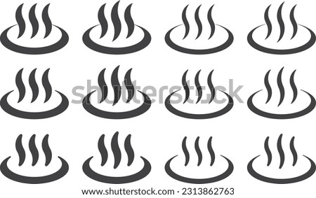 Vector illustration set of monochrome hot spring-like mark