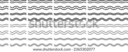 Vector illustration set of black and white abbreviated wavy line