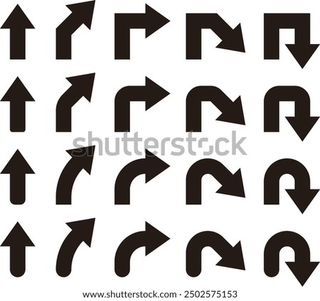 Vector illustration set of arrows of various shapes