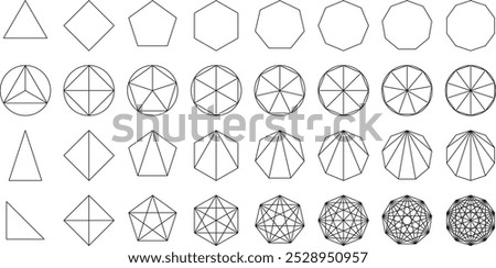 Vector illustration set of geometric polygonal shapes of various shapes